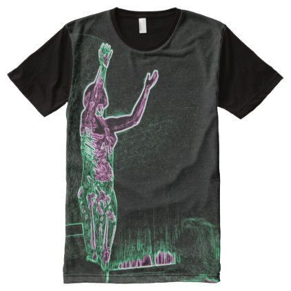 Neon Transparent Man Reaching For the Sky Vintage All-Over-Print Shirt