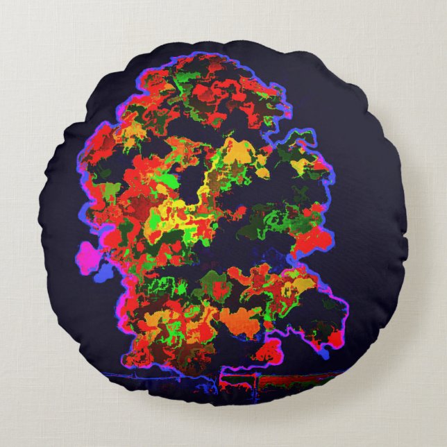 Neon Tree Explosion Round Pillow (Front)