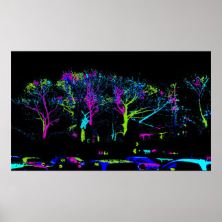 Neon Trees Urban Skyline - dark sky Poster