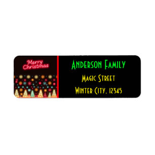 Neon Trendy Christmas Holiday Collection Label