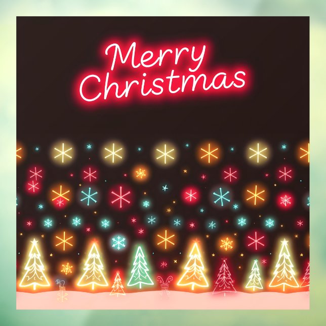 Neon Trendy Christmas Holiday Collection Window Cling (Sheet 3)