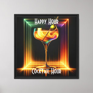 Neon Trendy Party Time Personalized Canvas Print