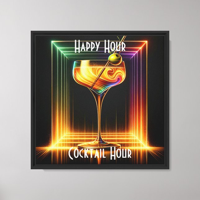 Neon Trendy Party Time Personalized Canvas Print (Front)
