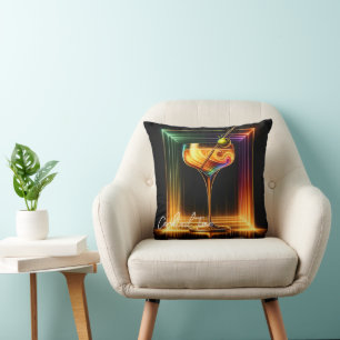 Neon Trendy Party Time Personalized Throw Pillow