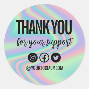 Neon Trendy Thank You Media Insert Classic Round Sticker