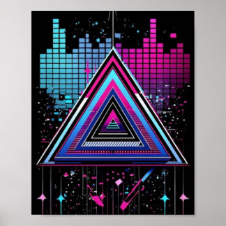 Neon Triangle Abstract Poster
