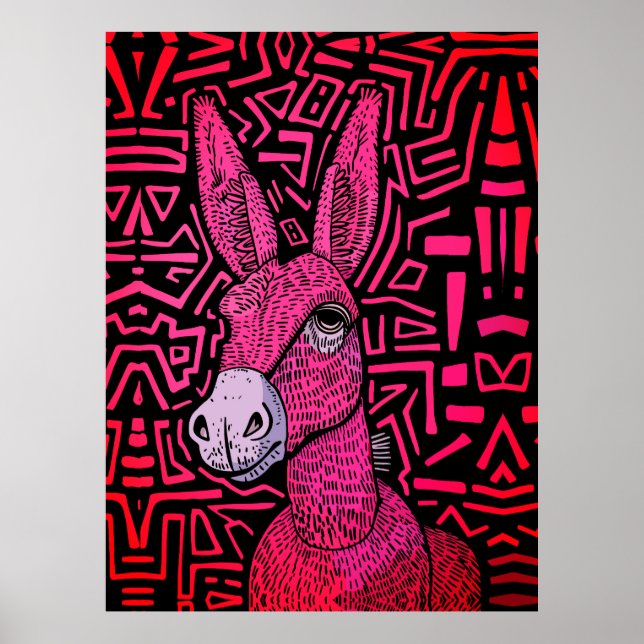 Neon Tribal Donkey – Bold and Psychedelic Wall Art (Front)