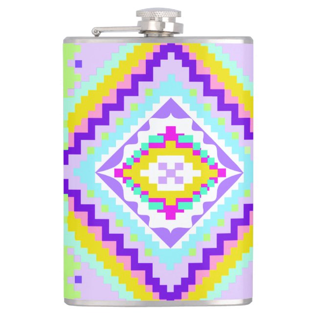 Neon Tribal Dreams Kaleidoscope Flask (Front)