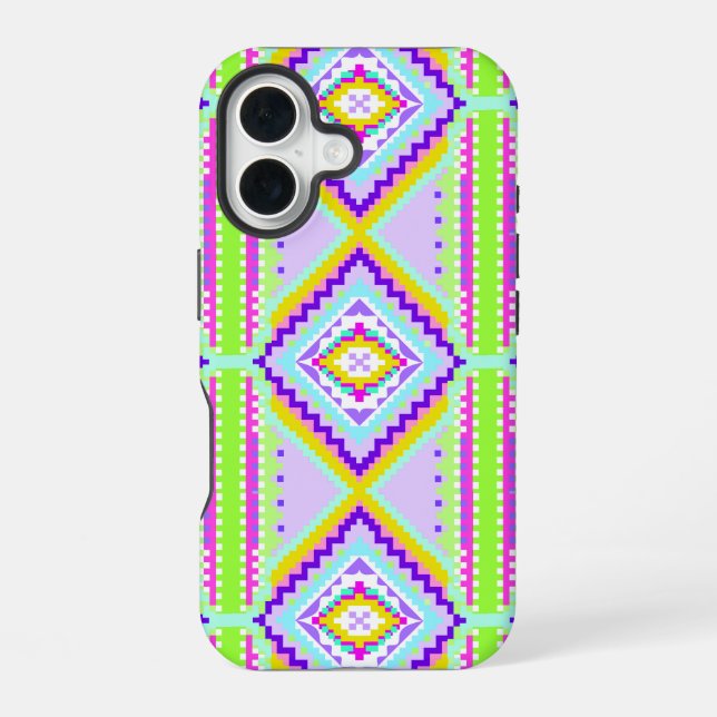 Neon Tribal Dreams Kaleidoscope iPhone Case (Back)
