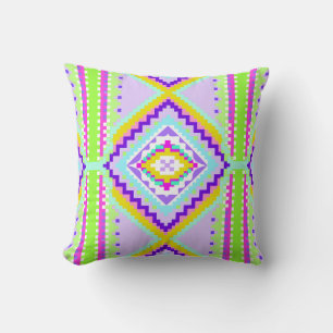 Neon Tribal Dreams Kaleidoscope Throw Pillow