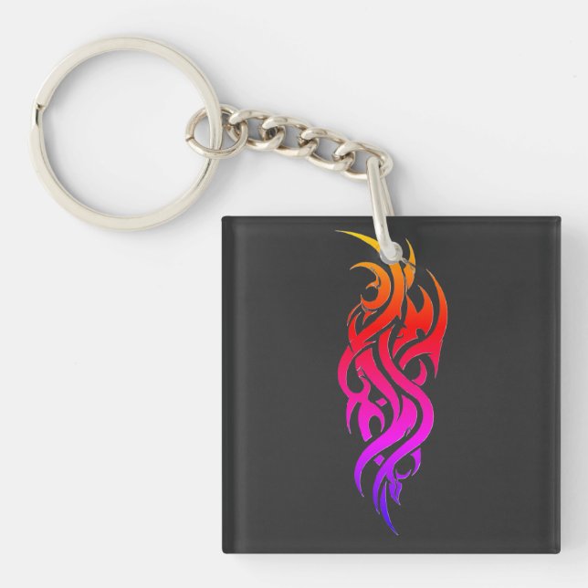 Neon tribal on back keychain (Front)
