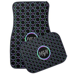 Neon Triple Ring Dots Monogrammed Car Floor Mat