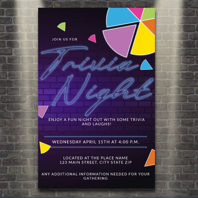 Neon Trivia Night Party Poster (Creator Uploaded)