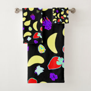 Neon Tropic Fruits Burst Bath Towel Set