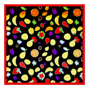 Neon Tropic Fruits Burst Poster
