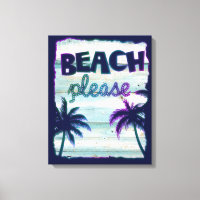 Neon Tropical Beach Wood Vacation Palm Trees