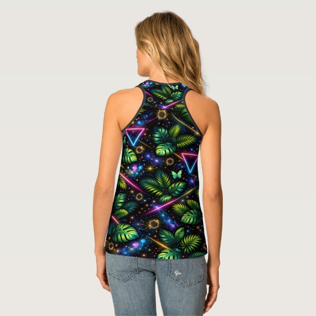Neon Tropical Cosmic Jungle Yoga & Streetwear Top (Back Full)