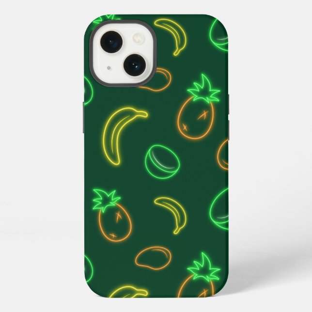 Neon Tropical Fruit Pattern iPhone 13 Case (Back)