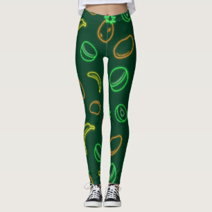 Neon Tropical Fruit Pattern Leggings
