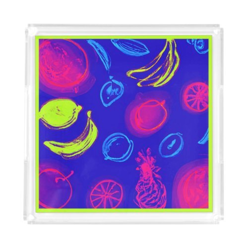 Neon Tropical Fruits Patterns Art Buy Now Acrylic Tray