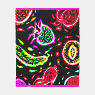 Neon Tropical Fruits Patterns Art. Buy Now Fleece Blanket
