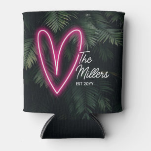 Neon Tropical Palm Love Wedding Favor Can Cooler