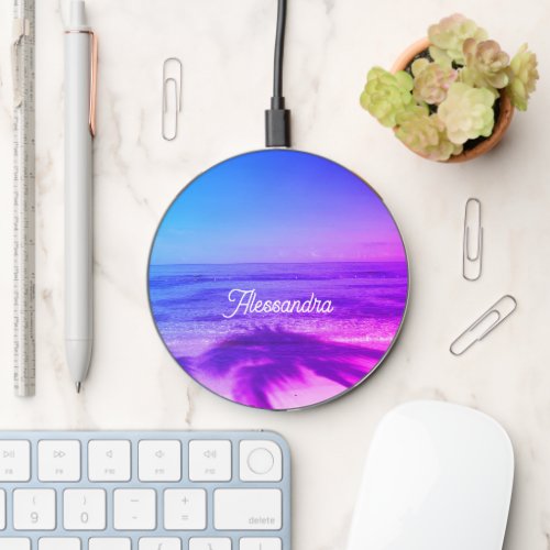 Neon Tropical Paradise Trendy Wireless Charger