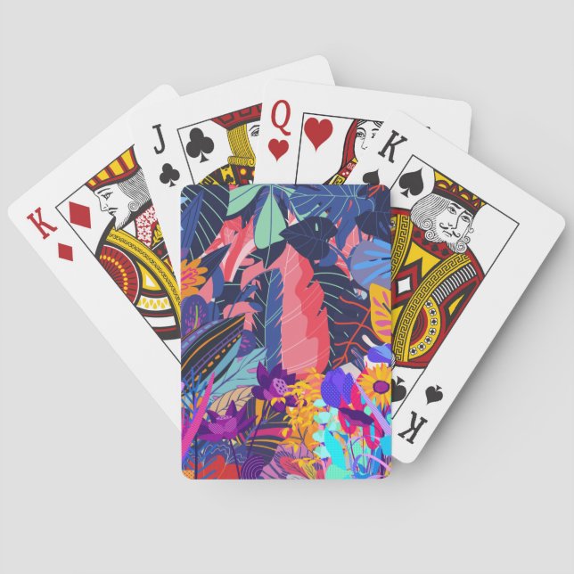 Neon Tropical Pattern  USB Flash Drive Poker Cards (Back)