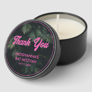 Neon Tropical Pink Personalized Bat Mitzvah Mini Candle Favors