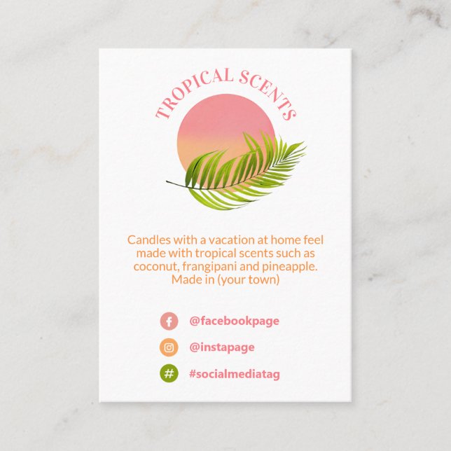 Neon Tropical White Neon Candle Product Range Business Card (Front)