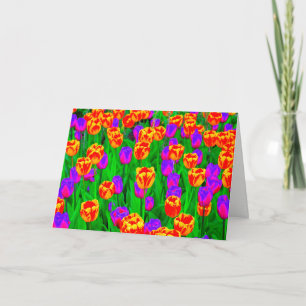 Neon Tulips Happy Birthday Card