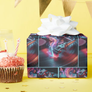 Neon Turntable With Stylus and Vinyl Wrapping Paper
