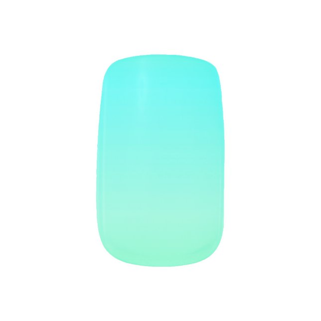 Neon Turquoise and Green Minx Nail Art (Left Thumb)