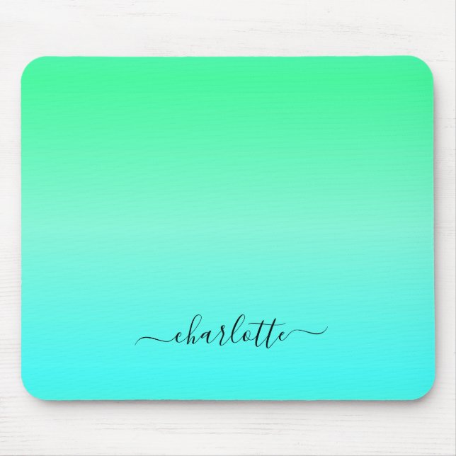 Neon Turquoise and Green Mouse Pad (Front)