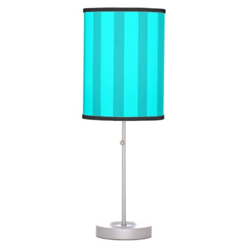 Neon Turquoise and Neon Cyan Cool Striped Table Lamp