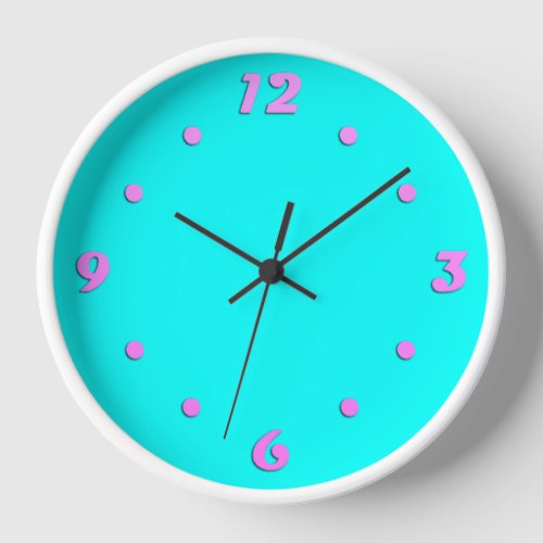 Neon turquoise bright fashionable modern tone  clock