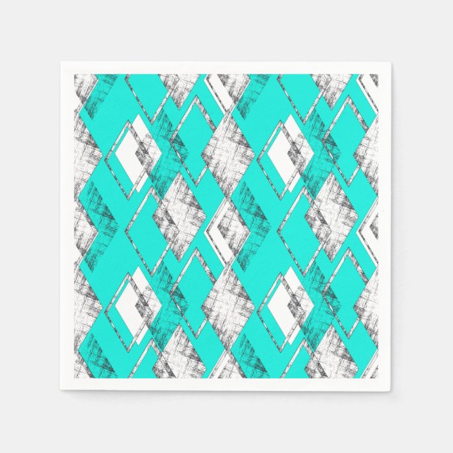 Neon turquoise geometric pattern. napkins (Front)