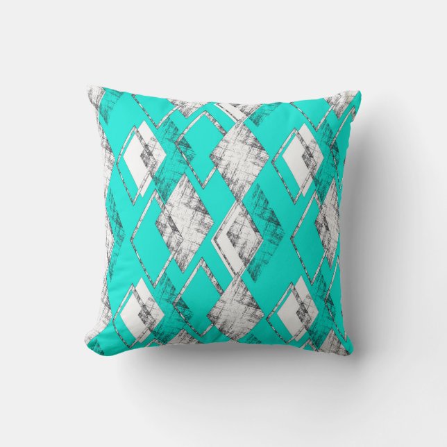 Neon turquoise geometric pattern. throw pillow (Front)