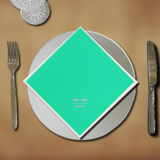neon Turquoise solid color - add logo napkins