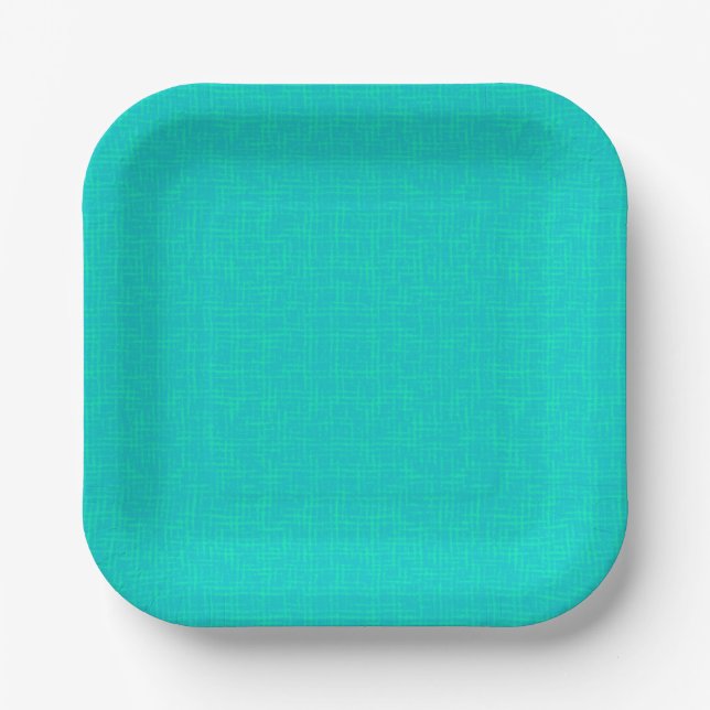 Neon turquoise textured.  paper plates (Front)