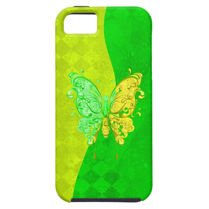 Neon Two Tone Butterfly in yellow and green iPhone 5 Covers