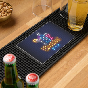 Neon Typography Cocktail Bar Mat