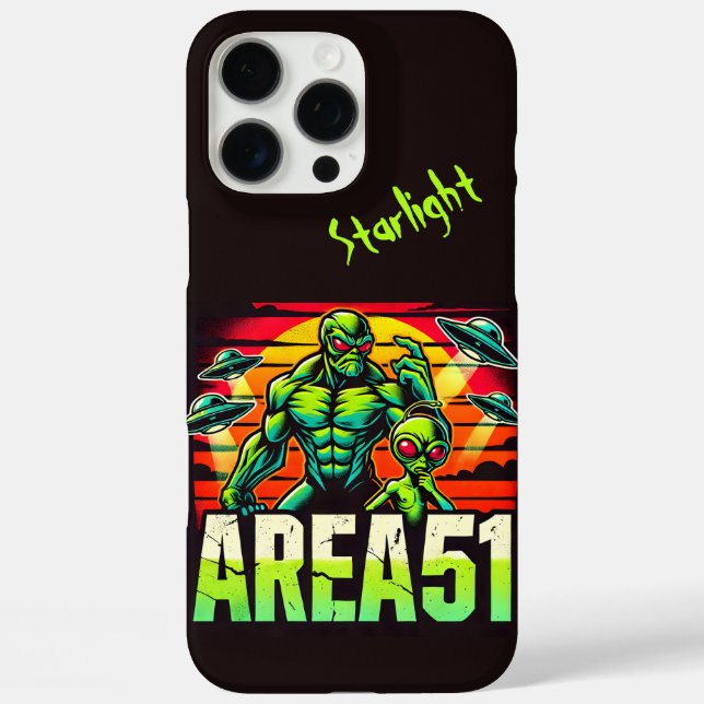 Neon UFOs Hover Over Area 51 Case-Mate iPhone Case (Back)
