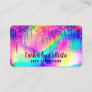 Neon Unicorn Holographic Glitter Drips Lashes Business Card