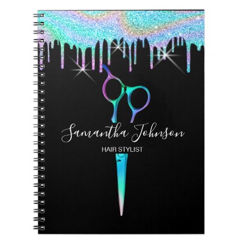 Neon Unicorn Holographic hairstylist hairdresser B Notebook