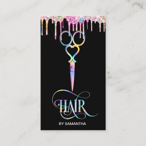 Neon Unicorn Holographic hairstylist hairdresser Business Card