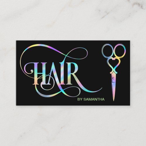 Neon Unicorn Holographic hairstylist hairdresser Business Card