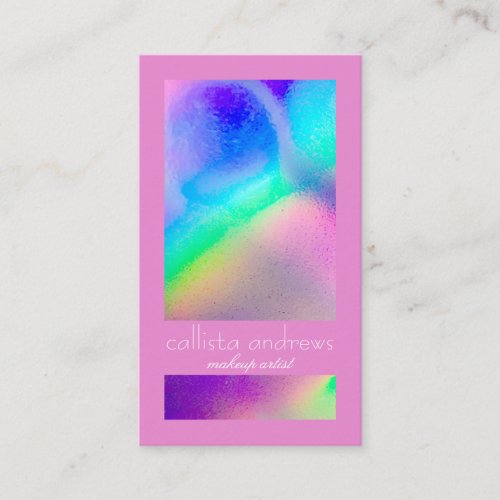 Neon Unicorn Holographic Iridescent Color Block Business Card