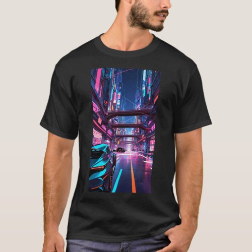 Neon Urban Dreams Futuristic Cityscape Collection T_Shirt