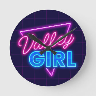 Neon Valley Girl Round Clock